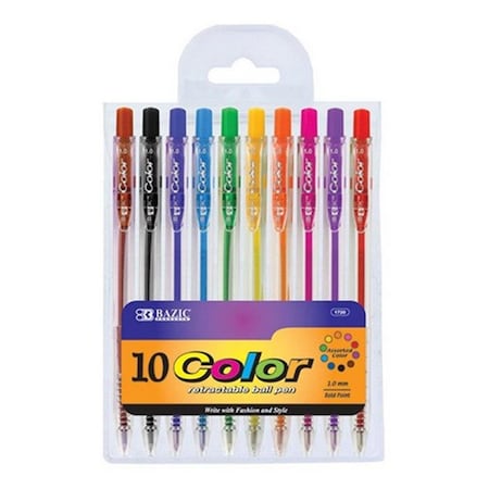 Bazic Products Bazic 10 Color Retractable Pen, 24PK 1720